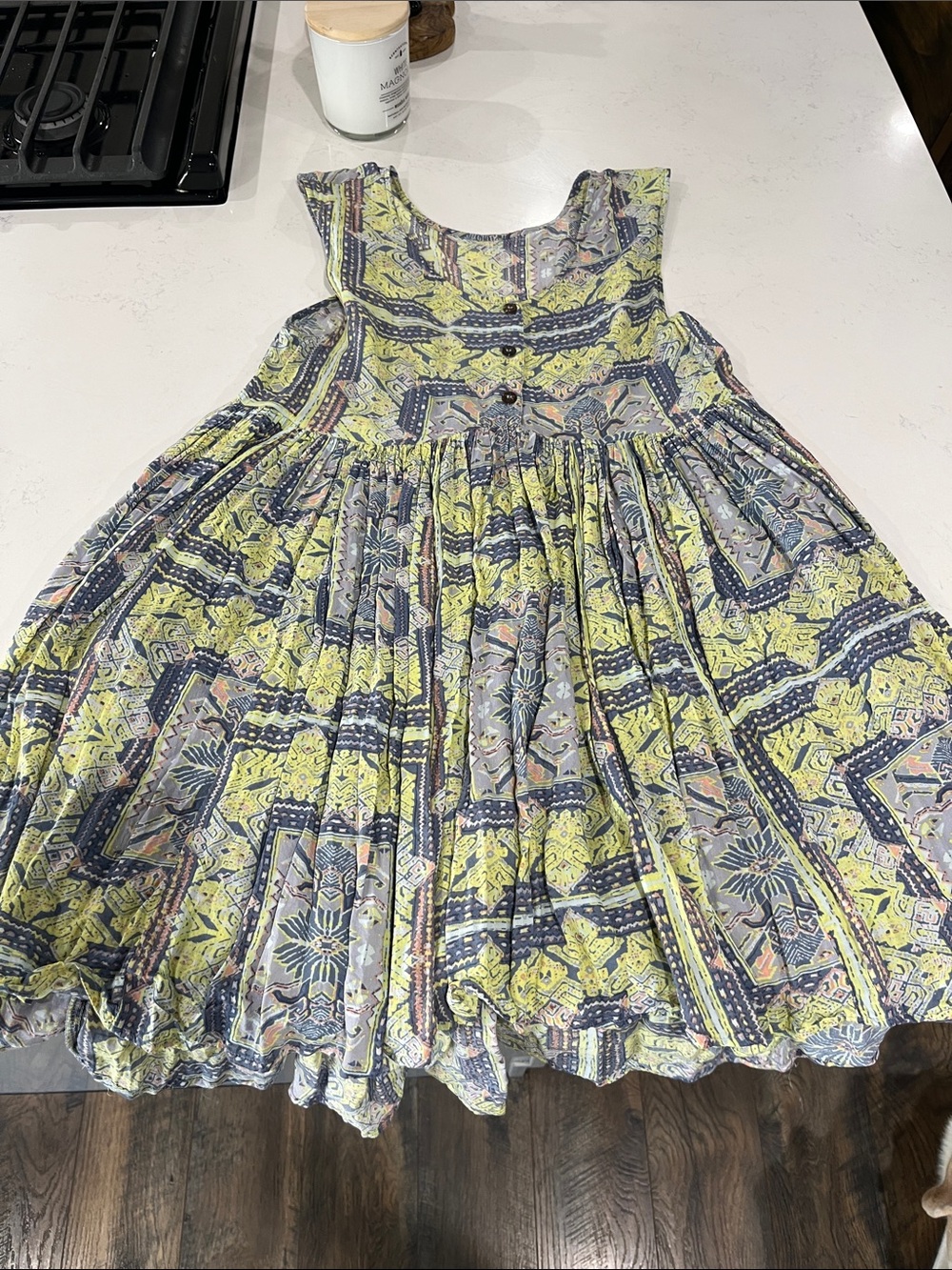 Urban Outfitters Yellow and Gray Printed Mini Dress